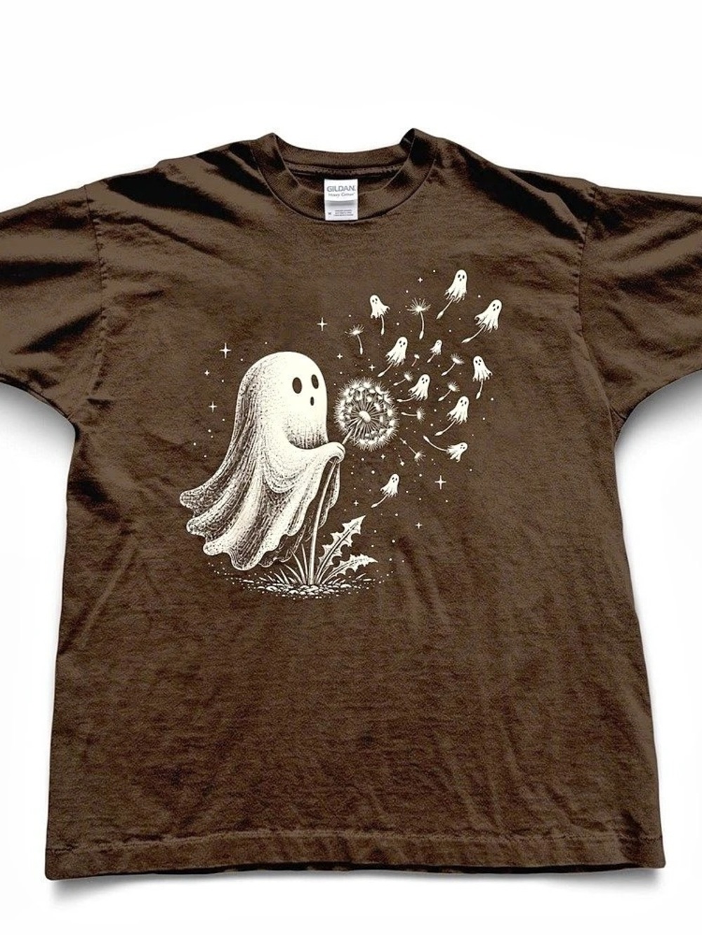 Ghost Halloween T-shirt, Spooky Goth Dandelion Ghost Tee, Halloween Shirt